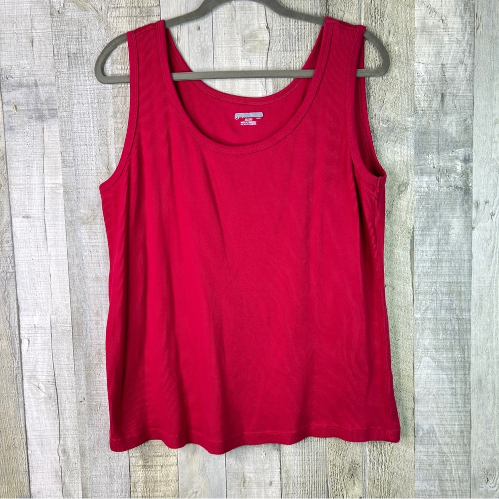 St. John’s Bay Size 2X Ribbed Red Tank Top with Crewneck